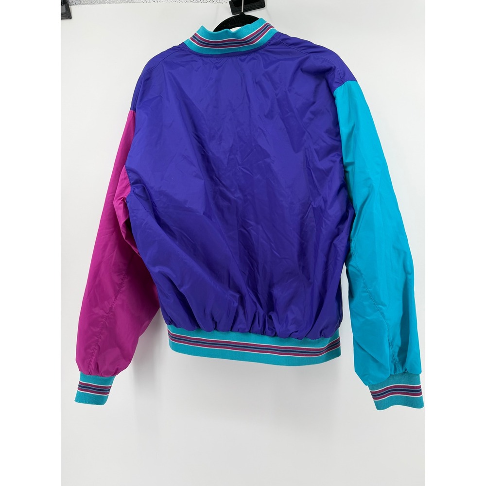 Vintage Crest McDonalds Jacket Mens Medium Purple Color Block Nylon Bomber 90s - Picture 5 of 7